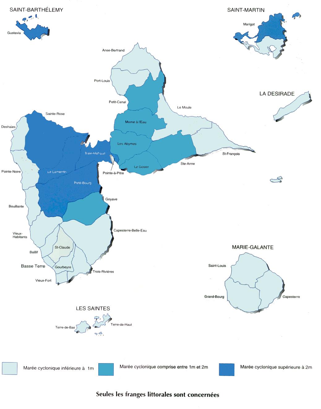 images des zones à risque cyclonique en Guadeloupe